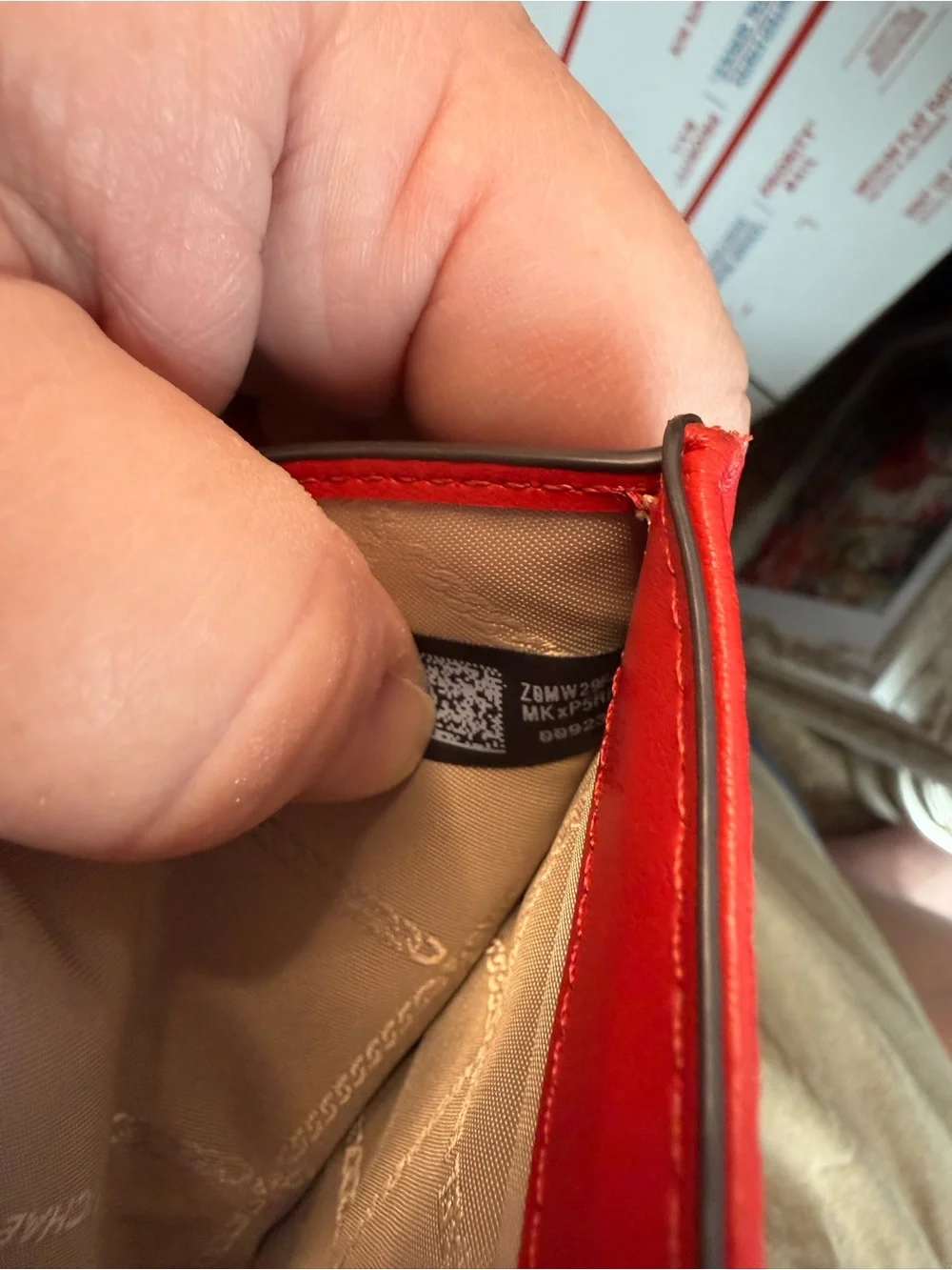 Michael Kors Red Quilted Leather Trifold Wallet Gold Hardware